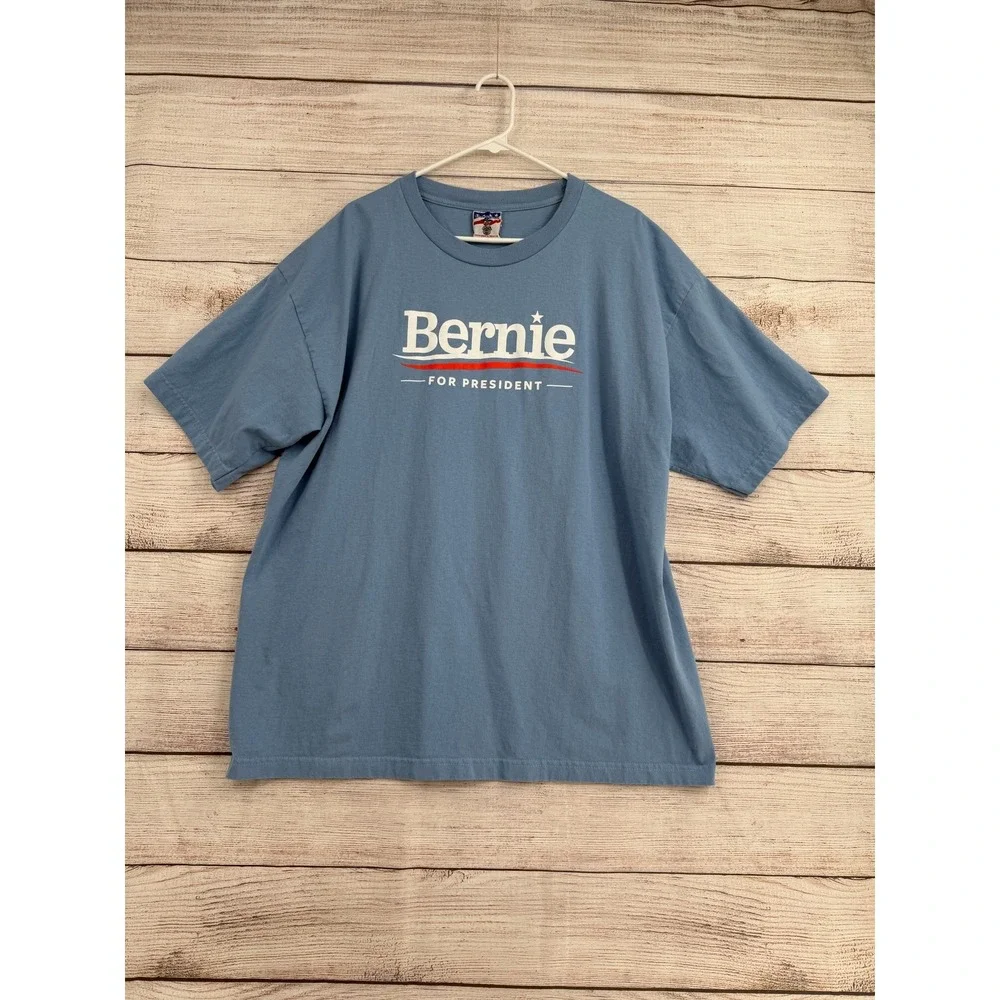 Union Made Bernie Sanders T-Shirt Mens 2XL Blue Political Revolution Graphic Tee